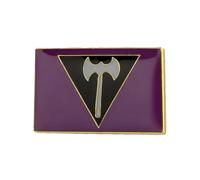 Labrys Axe Pride Enamel Pin Purple Background Inverted Triangle Design Metal Lapel Badge Polished Finish Secure Clasp Collectible Equality Awareness Accessory 1.5 x 2.2cm