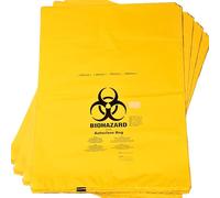 Labsales Biohazard Waste Disposal Bin Bags Yellow, Heavy-Duty, Leak Proof for Hazardous Waste Bio Hazard Disposal, with Sterilisation Indicator Patch 47L Volume 600x800mm Pack of 100 - Autoclavable