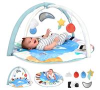 LabTEC Baby Play Gym & Activity Playmat, Sensory Mat for Floor, 5 Developmental Zones Tummy Time Mat with 5 Detachable Sensory Toys for Motor Skills & Sensory Development (0-18 Months Baby)