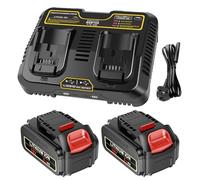 LabTEC Battery for Dewalt DCB204 2 Packs with 10.8V-14.4V-20V Charger Dual Port for DCB102, Li-Ion Battery Compatible with DCB120 DCB121 DCB206 DCB205 DCB181 DCB181-XJ