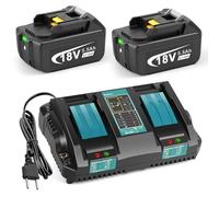 LabTEC Charger 18 V with Battery for Makita BL1860 2P BL1830B BL1840B BL1850B BL1860B BL1815 BL1820 BL1825 18 V 5500 mAh Power Tools + Battery Charger for Makita DC18RC DC18RD DC18SF DC18RT 14. 4-18V