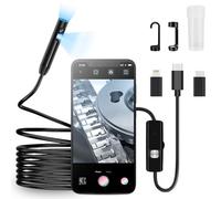 LabTEC Dual Lens Endoscope Inspection Camera 1920P, 7.9mm IP67 Waterproof Borescope Camera with LED lights, 16.4FT/5M Semi-Rigid Snake camera for iPhone Android USB Phone