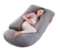 Labtec Pregnancy Pillows For Sleeping, Velvet U-shape Maternity & Body Pillows, Full Body Pillow, Maternity Hips, Legs, Belly For Pregnancy & Back Support Pillow [ Light Grey]