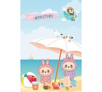 Labubus Little Monsters on a Beach Journal: Hardcover, 6 x 9 Inches, 180 Pages, Blank Lined Notebook, Matte Finish. Cute Kawaii Monsters, Cartoon Graphics, Labubu Art, Gifts for Adults and Teens