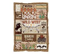LaBuyGVT Fleece Blanket Cowboy Baby '' '' for Boys Brown Beige Polyester 100% Micro Western Pattern Handcrafted Lightweight Warm Machine Washable Throw Blanket Blankets