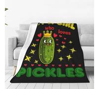 LaBuyGVT Fleece Blanket Just A Girl Who Love Pickles Funny Pickle Decor Gifts for Girls Boys Super Warm Soft Plush Winter Couch Bedding for Adults Kids Women M Blankets