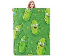 LaBuyGVT Fleece Blanket Pickle Pattern - Fun Food-Themed With Cartoon Design Soft Cozy Lightweight for Pickle Lovers Decor Throw Blankets