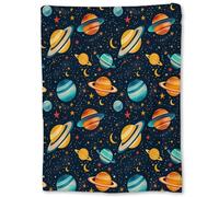 LaBuyGVT Fleece Blanket Vibrant Outer Space Soft with Colorful P-Lanets & Stars Perfect for Couch Bed Travel & Home Decor Cozy Lightweight Warm for Adults Kids Blankets