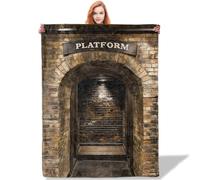 LaBuyGVT Fleece Blanket Vintage Platform King's Cross Station Secret Passage to Magic School for Living Room Couch Home Decor Soft Platform Gifts for Adults an Blankets