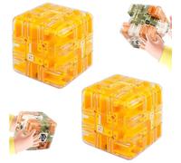 Labyrinth 3-D Puzzle Maze Cube, 3-D Puzzle Maze Ball Labyrinth Cube, Engaging Brain Teaser Toy, Mazes Ball for Stress Relief & Logic Development, Educational Focus Game Gift(Red,2pcs)