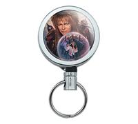 Labyrinth Crystal Ball Goblin King Jareth David Bowie Heavy Duty Metal Retractable Reel ID Badge Key Card Tag Holder with Belt Clip