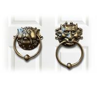 Labyrinth Door Knockers (Set of 2) - Antique Bronze Effect Front Door Knocker for Gothic Home Decor & Wall Hanging Art - 3D Handmade Gargoyle Face Design - Durable Resin