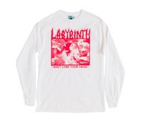 Labyrinth Fireys Flame Logo White Long Sleeve T Shirt