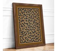 Labyrinth Geometric Framed Wall Art Print A1 (84.1×59.4cm) Walnut, Wall Decor for Living Room, Bedroom, Office & Home, Ready to Hang, Art Gift