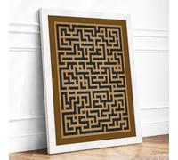 Labyrinth Geometric Framed Wall Art Print A1 (84.1×59.4cm) White, Wall Decor for Living Room, Bedroom, Office & Home, Ready to Hang, Art Gift