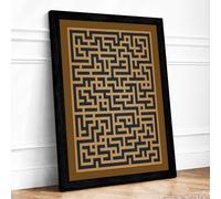 Labyrinth Geometric Framed Wall Art Print A4 (29.7×21cm) Black, Wall Decor for Living Room, Bedroom, Office & Home, Ready to Hang, Art Gift