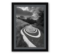 Labyrinth in Grey Minimalist Framed Wall Art Print A4 (29.7×21cm) Black, Wall Decor for Living Room, Bedroom, Office & Home, Ready to Hang, Art Gift