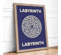 Labyrinth Minimalist Framed Wall Art Print A2 (59.4×42cm) Oak, Wall Decor for Living Room, Bedroom, Office & Home, Ready to Hang, Art Gift