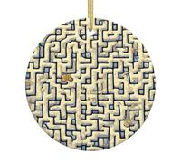 Labyrinth Treasure Map Christmas ceramic ornaments perfect for offices living rooms or bedrooms