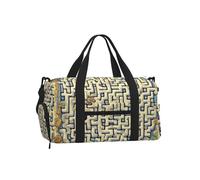 Labyrinth Treasure Map Duffel Bag with Shoe Compartment-Sports Gym Weekender for Men Women, Waterproof Travel Tote with Wet Pocket for Dirty Shoes
