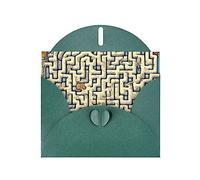 Labyrinth Treasure Map Greeting Cards For All Occasions - Blank Greeting Cards With Envelopes, Holiday Cards 4x6 Inches (Horizontal) Dark Green