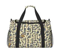 Labyrinth Treasure Map Hand Travel Bag.Fashionable Design, Large Storage Capacity, Suitable For Business Trips And Short Trips., Black, One Size