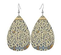 Labyrinth Treasure Map Leather Earring Pairs Teardrop Faux Leather Earrings Set for Women Lightweight Leather Dangle Drop Earrings.