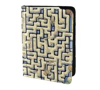 Labyrinth Treasure Map Passport Holder5.5 in - Genuine leather, unisex - Folding passport holder