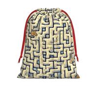Labyrinth Treasure Map Print Holiday Drawstring Bag, Treat Pouch Wrap,Reusable Event Favor,Daily Storage Bag L