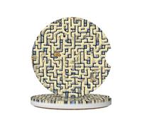 Labyrinth Treasure Map Prints Ceramic car coasters (2-pack) absorb moisture, are non-slip and easy to clean for cars, trucks, and boats.