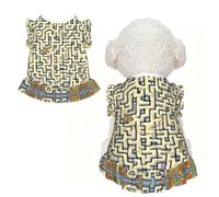 Labyrinth Treasure Map Ruffle Dog Dress Frilly Sleeveless Breathable Summer Party for Small Dogs Cats M