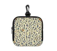 Labyrinth Treasure Map Small Waterproof Zipper Pouch-Neoprene Storage Bag for Earbuds, Keychain Clip Case