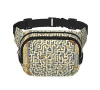 Labyrinth Treasure Map Square Double Layer Waist Bag Belt - Unisex Everywhere Fanny Pack Purse for Running, Travel, Hiking, Fitness, Black, One Size