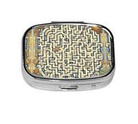 Labyrinth Treasure Map Square mini Pill Box, Travel Pill Box, can be Put into Wallet or Pocket to Store a Variety of Small Items