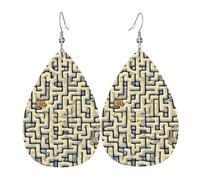 Labyrinth Treasure Map Teardrop Leather Earrings, Women'S Accessories, Versatile Earrings Suitable For Commuting And Travel.