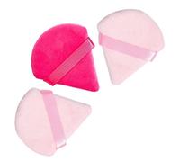 LAC 3 Powder Puff Face Triangle - Reusable Mini Velvet Make up Sponges for Pressed and Loose Foundation No Latex (Pink)