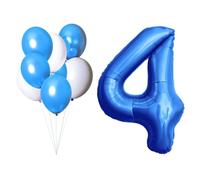 LAC EVERYTHING EVERYWHERE Number 4 Balloon - Birthday Balloons Set with 5 Blue and 3 White - 4 Balloons Birthday Boy Decoration - Inflates with Helium or Air