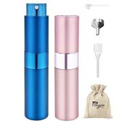 LAC FOR YOU Perfume Atomisers Refillable 2 Pcs - Portable Travel Perfume Atomiser Refillable for Women & Men, Handbag and Cabin Travel Accessories, Aftershave Compatible - Blue & Pink