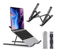LAC FUTURE Laptop Stand for Desk - Foldable Laptop Riser with 10 Adjustable Height - Computer Stand Ventilated for Laptops 10-17 inches and Tablets (Black)