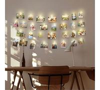 LAC FUTURE Photo Clip String Lights 5M/16.4ft 50 LED with 30 Pegs - Battery-Operated Fairy Lights with Pegs for Photo Display and Bedroom Wall Decor