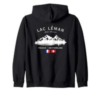 Lac Léman Lake Geneva France Switzerland French Swiss Flag Zip Hoodie