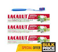 Lacalut Aktiv Herbal Toothpaste Tightens Strengthens Gums Noticeably 3-Pack