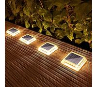 Lacasa 4 Pack 30LM IP68 Waterproof Solar Garden Light for Staircase Paths Paths Patio Bridge Dock, Warm White 2700K