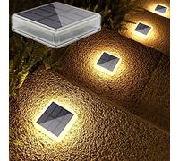 Lacasa 4-Pack Solar Decking Lights, Solar Powered Outdoor Step Lights, 30LM LED Warm White 2700K, Light All Night, Waterproof for Garden Steps Patio Pathway Driveway Dock, Square