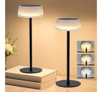 Lacasa Rechargeable Cordless Table Lamp, 2 PCS Battery Operated Solar Table Lamps Outdoor 4000mAh IP67 Waterproof, Portable Dimmable LED Desk Light Touch Lamp 3000-6000K for Living Room Bedroom Garden