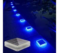 Lacasa Solar Deck Lights Outdoor Garden, 4 Pack Blue LED Dock Step Lights IP68 Waterproof Auto ON/Off for Stairs Driveway Pathway Lighting