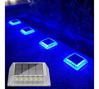 Lacasa Solar Decking Lights Outdoor Garden, 4 Pack 30LM Solar Powered Step Lights Blue Light, IP68 Waterproof LED Dock Lights Auto ON/Off Light up All Night for Stairs Driveway Pathway Lighting