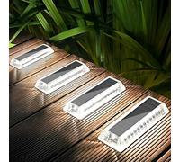 Lacasa Solar Lights Outdoor Garden, Solar Decking Lights 4 Pack, IP68 Waterproof 50LM LED Step Path Driveway Fence Ground Light Solar Powered for Garden Yard Patio Pathway Lighting, Cool White 6000K