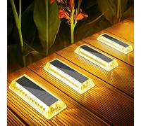 Lacasa Solar Lights Outdoor Garden, Solar Decking Lights 4 Pack, IP68 Waterproof 50LM LED Step Path Driveway Fence Ground Light Solar Powered for Garden Yard Patio Pathway Lighting, Warm White 2700K