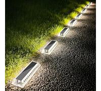 Lacasa Solar Lights Outdoor Garden, Solar Decking Lights 8 Pack, IP68 Waterproof 50LM LED Step Path Driveway Fence Ground Light Solar Powered for Garden Yard Patio Pathway Lighting, Cool White 6000K